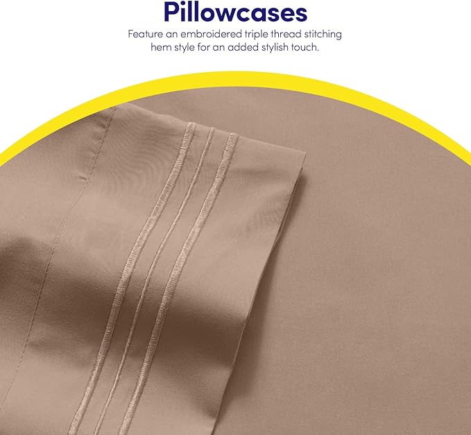 1500 Supreme Collection California King Sheet Sets Taupe - Luxury Hotel Bed Sheets and Pillowcase Set for California King Mattress - Extra Soft, Elastic Corner Straps, Deep Pocket Sheets Taupe