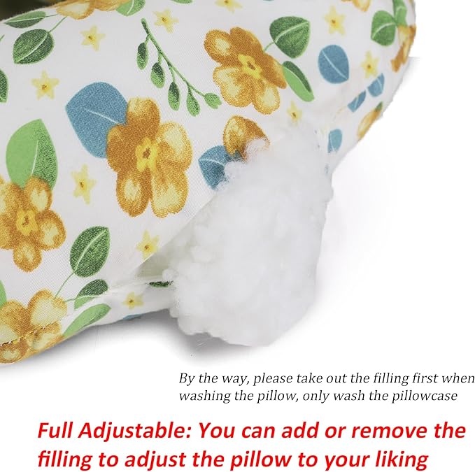 Ear Piercing Pillow for Side Sleepers, Pillow with an Ear Hole for CNH and Ear Pain Ear Inflammation Pressure Sores, O-Shaped Side Sleeping Pillow, Ear Guard Pillow (Yellow Flowers)