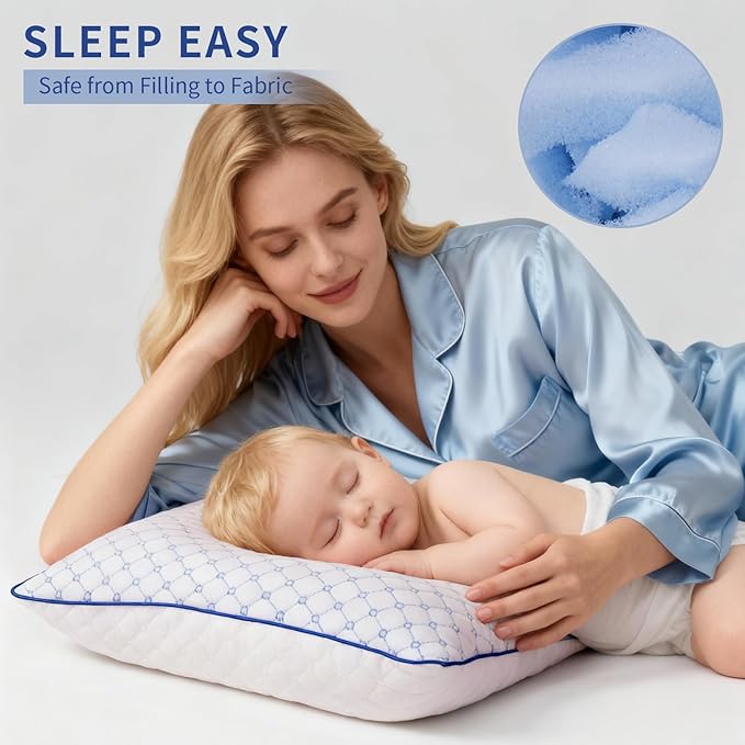 Bed Pillows Standard Size Set of 2 for Sleeping, Soft and Supportive Bed Pillows with Memory Foam Filling for Side and Back Sleepers, Neck Supportive-Standard Size, 2 Pack