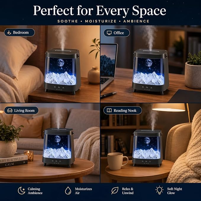 Flame Aroma Diffuser with Remote Control, 200ml Quiet Essential Oil Humidifier with 7 Color Lights, 2 Mist Modes, 3 Timer Settings, Auto Shut-Off, Compact Gift for Home, Office