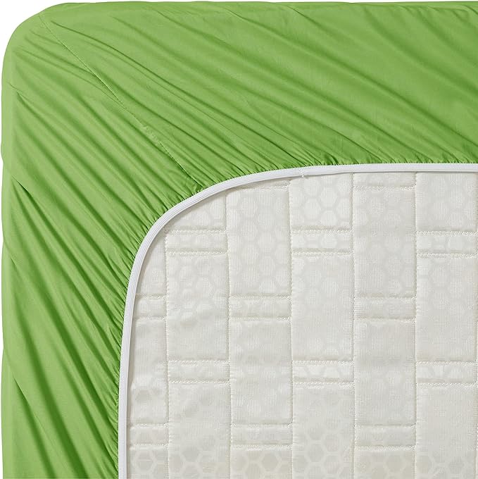 Clara Clark Bed Sheets, Premier 1800 Series 4 Piece Bed Sheet Set, Deep Pocket, Wrinkle, Fade, Stain Resistant, Luxury Soft Bedding Sheets & Pillowcases, Twin, Garden Green