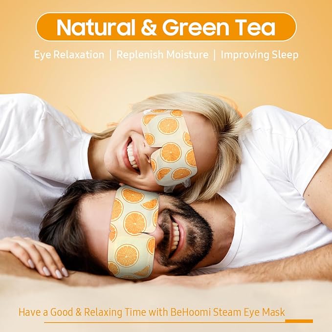 BeHoomi 30Packs Steam Eye Mask, Heated Eye Mask Warm Compress for Eyes, Self Heating Disposable Steam Mask for Home Sleep, Spa, Travel Essentials & Relaxation Gifts, Mothers Day Gifts (Sweet Orange)