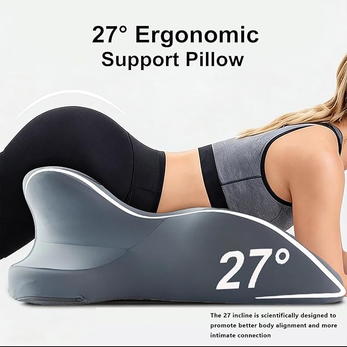 RSN Ergonomic Memory Foam Wedge Pillow, 27° Angled Support for Neck, Back, Waist & Leg Pain Relief, Multi-Position Prone Pillow with Removable Cover (Green, OneSize)