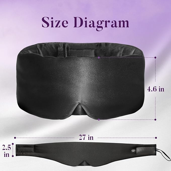 Sleep Mask for Side Sleeper, Eye Mask for Women Men, Soft and Comfortable Night Sleeping Mask Eye Cover for Sleeping with Adjustable Band (Black)