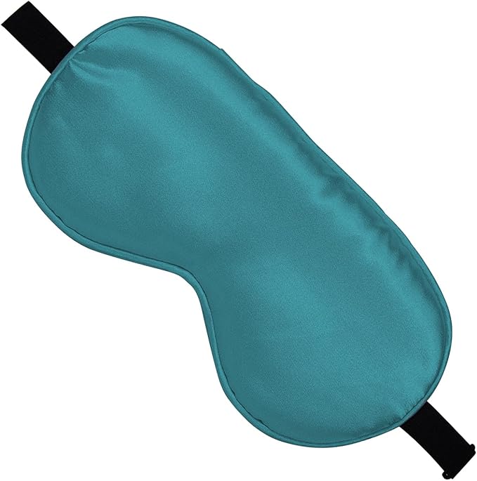 Silk Sleep Mask, Black, Adjustable Strap for Light Blocking, Travel Rest, Puffy Eyes Relief, Single Pack (Dark Green)