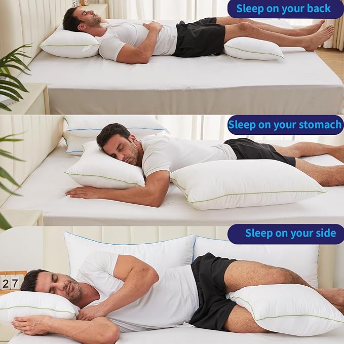 Bed Pillows Queen Size Set of 2,for Sleeping, Adjustable Queen Pillows 2 Pack with Zipper, Cooling Hotel Quality with Premium Soft Down Alternative Fill
