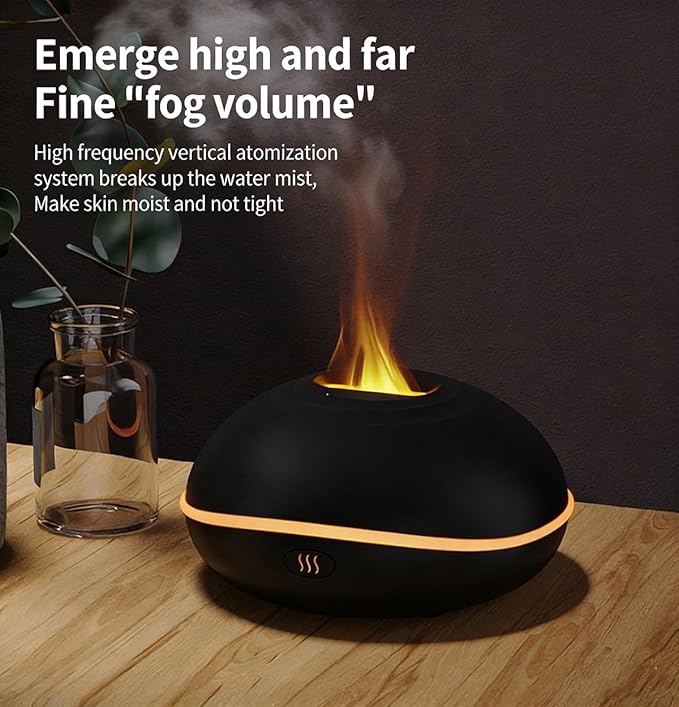ThreeH USB Essential Oil Diffuser 200ml Ultrasonic Aromatherapy Humidifier with 7-Color LED Mood Light & Auto Shut-Off for Bedroom Office Home(Black)