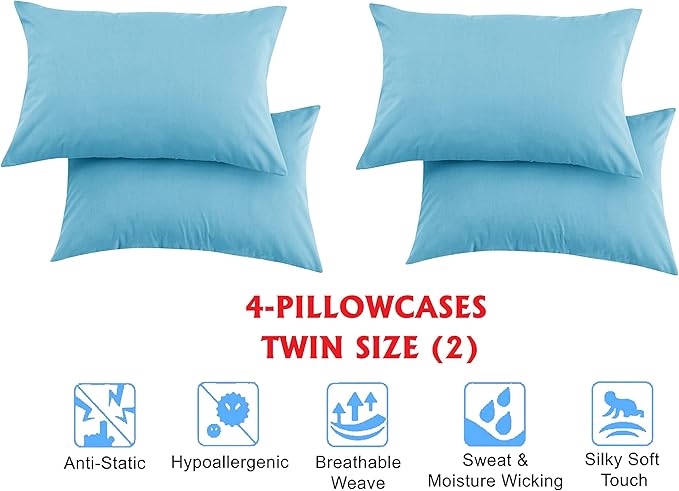 Elegant Comfort Luxury Soft Bed Sheets 1500 Premium Hotel Quality Microfiber Softness Wrinkle and Fade Resistant (6-Piece) Bedding Set, California King, Aqua Blue