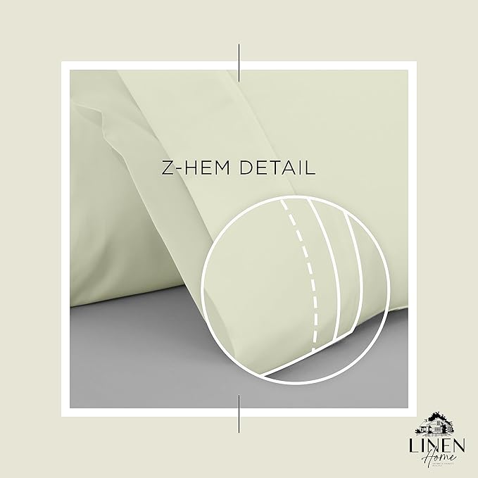 Linen Home 100% Cotton Percale Pillowcases King Size, Cream, 2 Pieces of Pillow Case, Crisp and Cool Strong Bed Linen, 20 inches X 40 inches