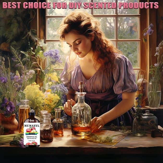 Apple Essential Oil, Apple Oil 4 Fl Oz 120ML for Diffuser Humidifier Yoga Cleaning DIY Candle Soap Making MUMAZYL Essential Oils