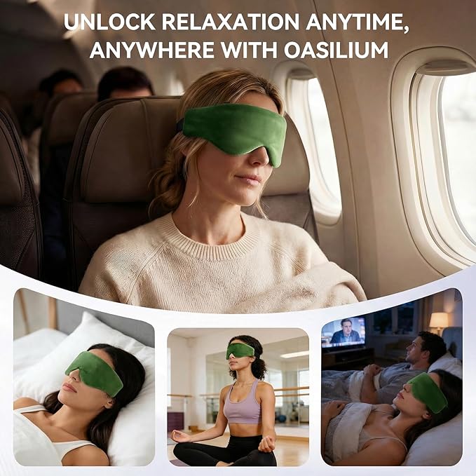 Lyocell Weighted Sleep Eye Mask for Women Men, 7oz & 5.3oz, Removable Washable Weighted Bag, Light Blocking Eye Cover, Soft Eye Shade for Travel Essentials, Office Naps, Gift,Green