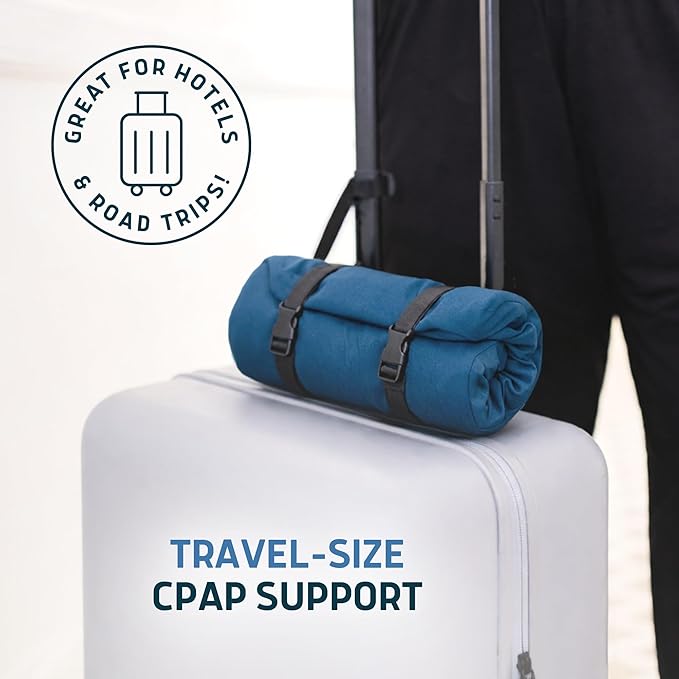 Lunderg Travel-Size Parkin CPAP Pillow for Side & Back Sleepers - Down Alternative with Adjustable Filling, 100% Cotton Case & Travel Bag Included - Reduce Mask Leaks & Pressure - Works with All Masks