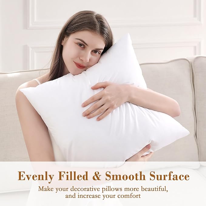 puredown® 16x16 Throw Pillow Inserts, 2 Pack Fluffy Pillow Inserts Form Sham Stuffer, Square Decorative Throw Pillows for Couch, Sofa, Bed and Home Decor