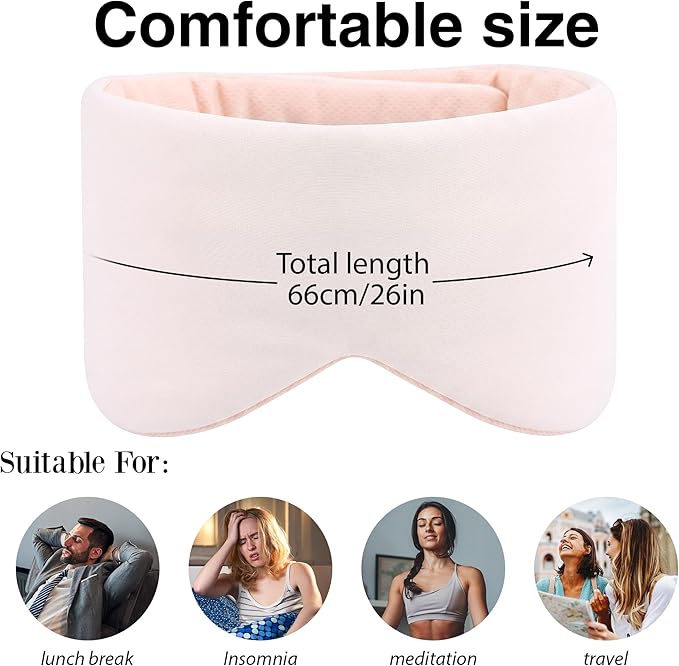 Silk Sleep Mask for Side Sleepers - Mulberry Silk Ultra Soft Light Blocking Eye Covers for Sleeping, Comfortable Eye Cover for Night Sleep Travel Airplane Home Sleepover Gift (Pink)