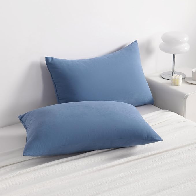 NTBAY Down Alternative Bed Pillows, Standard Size Set of 2, Machine Washable Soft Pillows for Back, Stomach or Side Sleepers, Soft Hotel Collection Pillow for Sleeping, Denim Blue