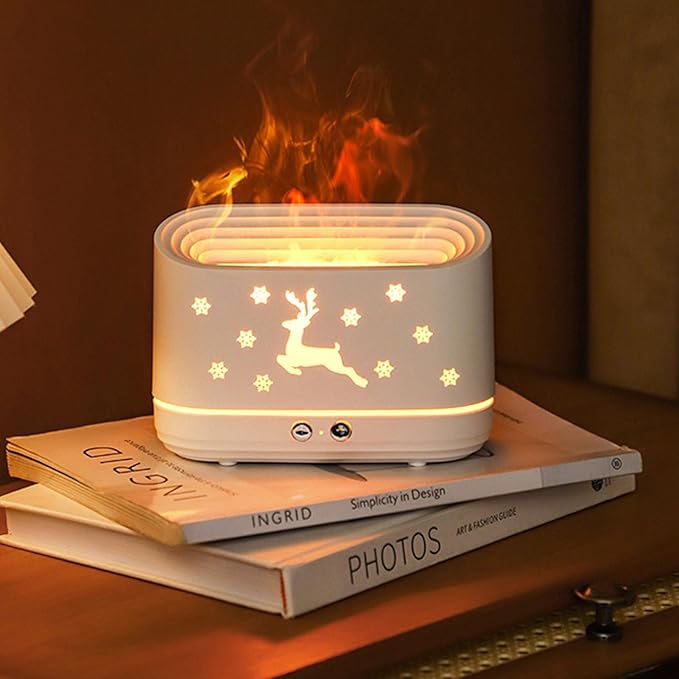 Flame Pattern Air Diffuser Humidifier, Large 300ml Capacity Quiet Mist Maker with Dual Spray Modes, Flame Effect Essential Oil Diffuser for Home Office Bedroom