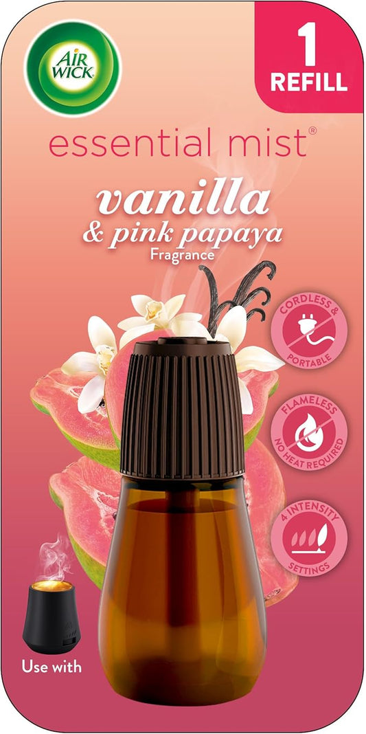 Air Wick Essential Mist Refill, 1 ct, Vanilla and Pink Papaya, Essential Oils Diffuser, Air Freshener