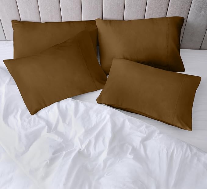 Utopia Bedding King Pillow Cases - 4 Pack - Envelope Closure - Soft Brushed Microfiber Fabric - Shrinkage and Fade Resistant Pillow Covers King Size 20 X 40 Inches (King, Mocha)