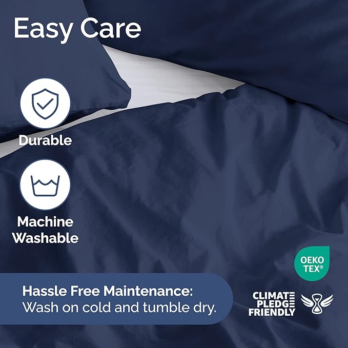 Duvet Cover King Size Set - Extra Soft King Duvet Cover 104" x 90" with 2 Pillow Shams - Hotel Luxury, Easy Care & Fade Free w/ Zipper Closures & Ties - All Season, Comfy and Breathable (Navy Blue)
