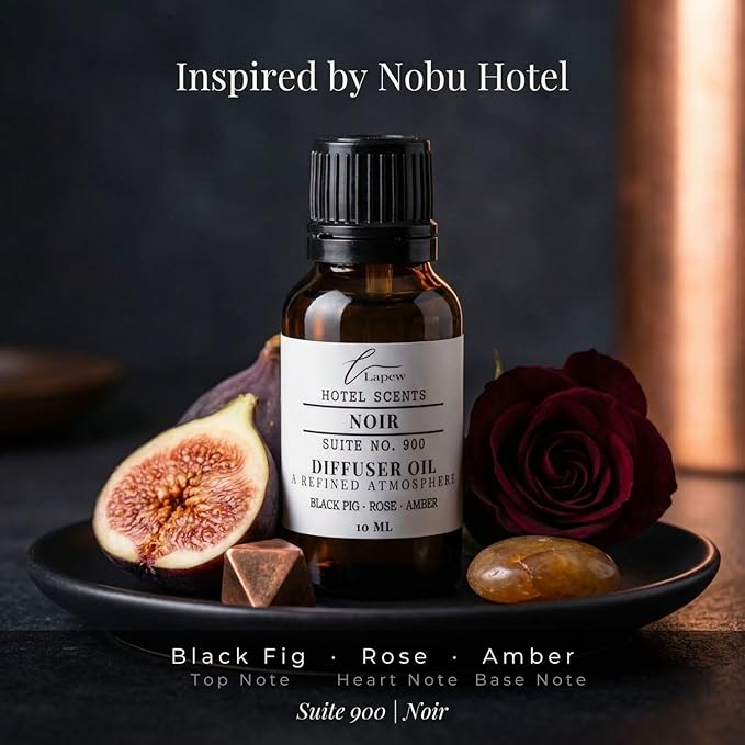 Lapew Hotel Scents Luxury Diffuser Oil | Noir Suite 900 | Inspired by Nobu Hotel | Hotel Fragrance Oil for Nebulizer & Waterless Diffuser | 10ml