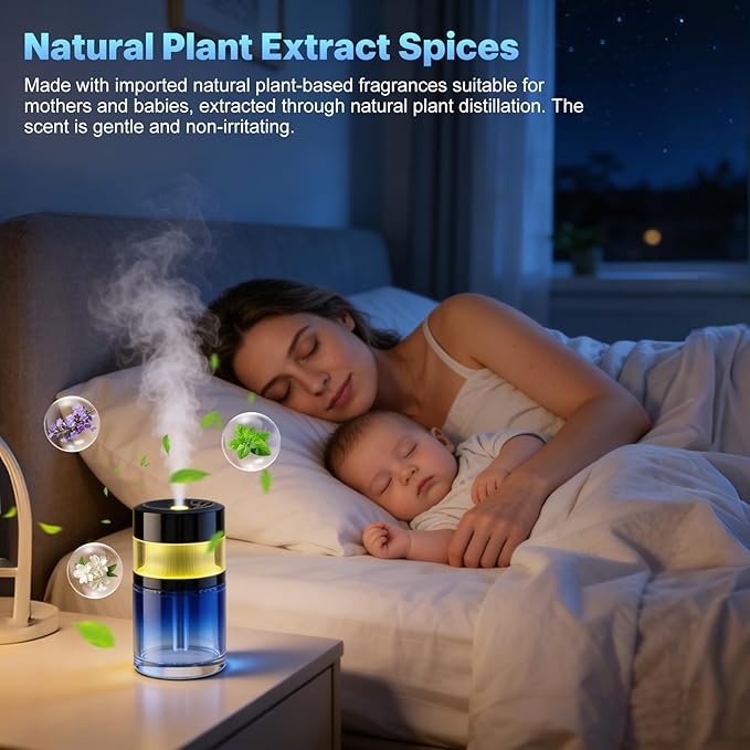 Smart Car Air Freshener - 4 Adjustable Mist Modes Car Air Freshener Diffuser with Starry Sky Projection Auto On/Off Aroma Diffuser for Car Room Home Office Bedroom (Ocean)