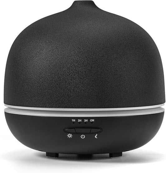 500ml Essential Oil Diffuser,Black Large Ceramic Diffusers,Ultrasonic Cool Mist Humidifier with 4 Timer & 10 Colors Light for Home,Gift