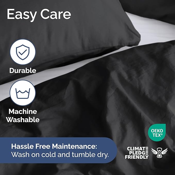 Duvet Cover Cal King Size Set - Extra Soft Cal King Duvet Cover 104" x 98" with 2 Pillow Shams - Hotel Luxury, Easy Care & Fade Free with Zipper Closures & Ties - Comfy, Cozy and Breathable (Black)