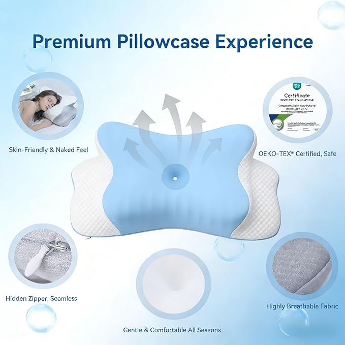 Cervical Pillow for Neck Pain – Ergonomic Memory Foam Bed Pillow for Side and Back Sleepers with Adjustable Height, Breathable Cooling Cover – Orthopedic Support for Spine Alignment