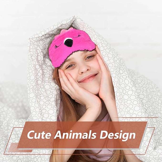 Funny Flamingo Sleeping Mask Eye Mask Cute Animal Sleep Mask Soft Plush Blindfold Travel Eye Cover Eyeshade for Kids Adults Girls Boys Women Men (Flamingo, Hot Pink)