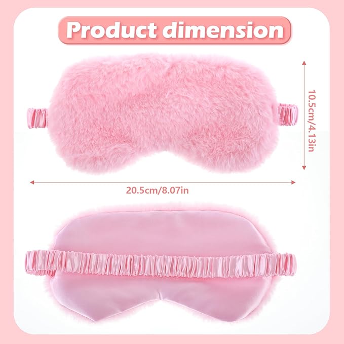 Oruola 2pcs Sleep Masks for Kids,Comfortable Kids Sleep Masks Girls,Kids Eye Mask for Sleeping,Sleep Mask Plush Blindfold Satin Back Faux Fur Sleep Mask for Kids Women Men Travel Nap,Pink Sleep Mask