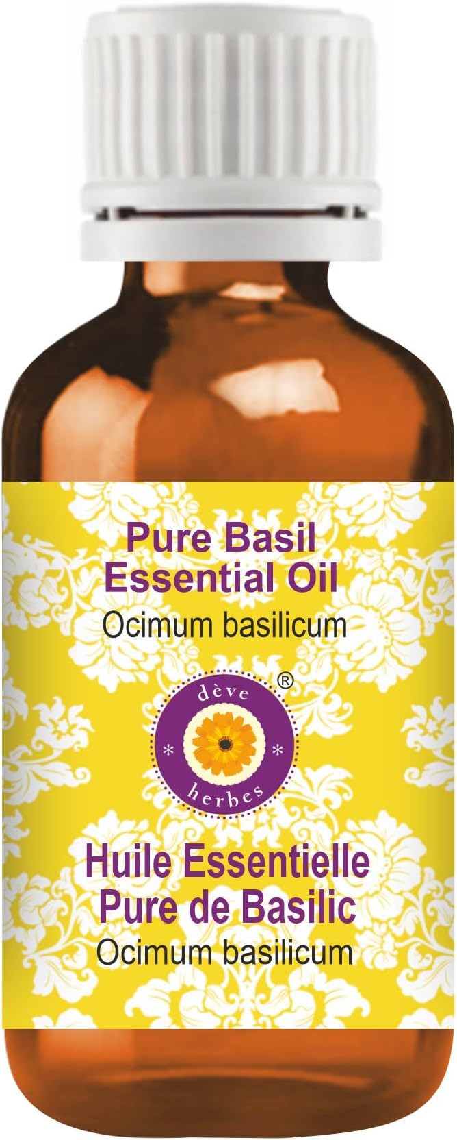 Deve Herbes Pure Basil Essential Oil (Ocimum basilicum) Natural Therapeutic Grade Steam Distilled 30ml (1 oz)