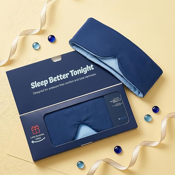 Sleep Mask for Side Sleepers, Zero Pressure Cloud-Like Comfort, Ear Coverage Design, Dual-Sided Cooling & Soft Bamboo Fiber, Silent Strap, Breathable Travel Sleep Mask, Thoughtful Gift for Men Women