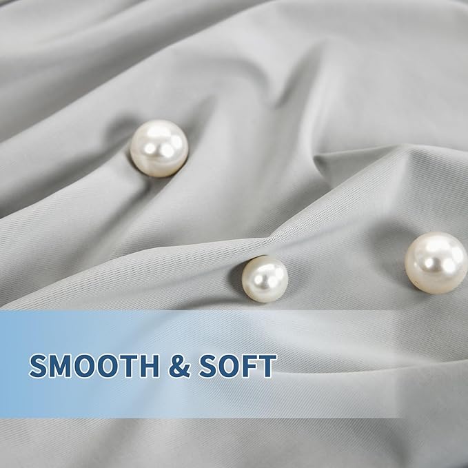 Luxury Cooling Pillowcases King Size 2 Pack, Q-Max>0.4 Cool Touch for Hot Sleepers&Night Sweats Beauty Sleep Anti-Frizz, Softer Than Silk Pillowcover Oeko-TEX Certified Grey
