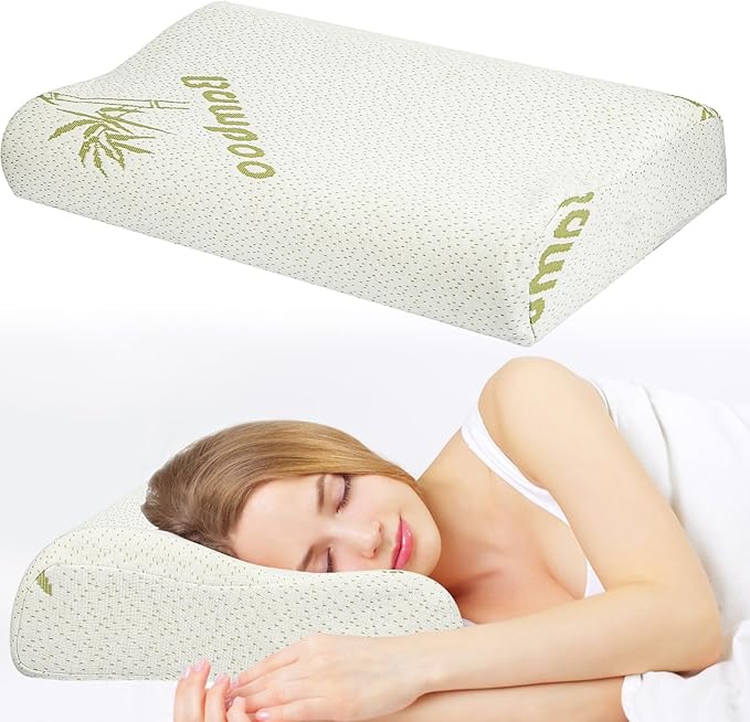 iMounTEK Bed Pillow Pillow Bamboo Viscose Memory Foam Pillow, Sleep Pillow Contoured Orthopedic Pillow Soft Neck Support Breath Pillow Back/Stomach/Side Sleeper(Large)