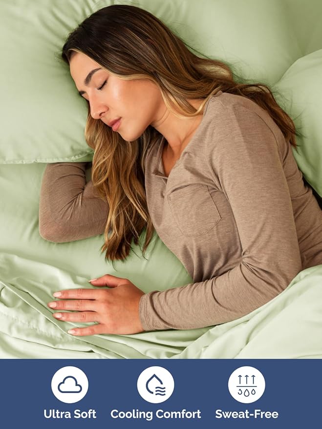Extra Deep Cal King Sheet Set - 4 Piece Breathable & Cooling Bed Sheets - Easily Fits 18 to 24 inch Mattress - Soft, Wrinkle & Fade Free w/ Extra Deep Pockets - Hotel Luxury Bedding - Light Sage Green