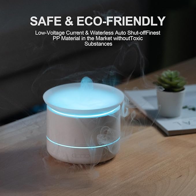 200ml Essential Oil Diffuser, Quiet Aromatherapy Mist Diffusers for Essential Oils, Cool Mist Air Humidifier Ultrasonic Oil Diffuser, 7 Colors Light for Bedroom, Home Office SPA Yoga (White)