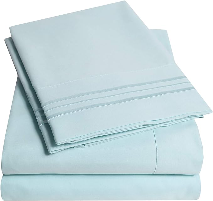 1500 Supreme Collection Extra Soft RV Short Queen Sheets Set, Light Blue - Luxury Bed Sheets Set with Deep Pocket Wrinkle Free Hypoallergenic Bedding, Over 40 Colors, RV Short Queen Size, Light Blue