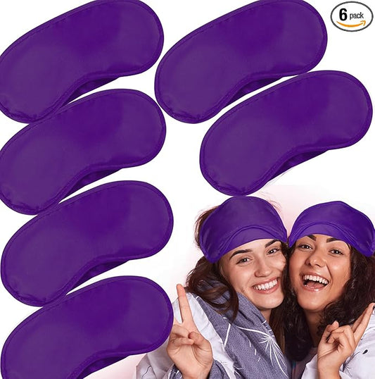 6 Pack Blindfold Eye Mask Cover Sleep Mask for Party Games Travel Sleep Team Build Party Supply with Adjustable Strap for Women Men Kids, Purple