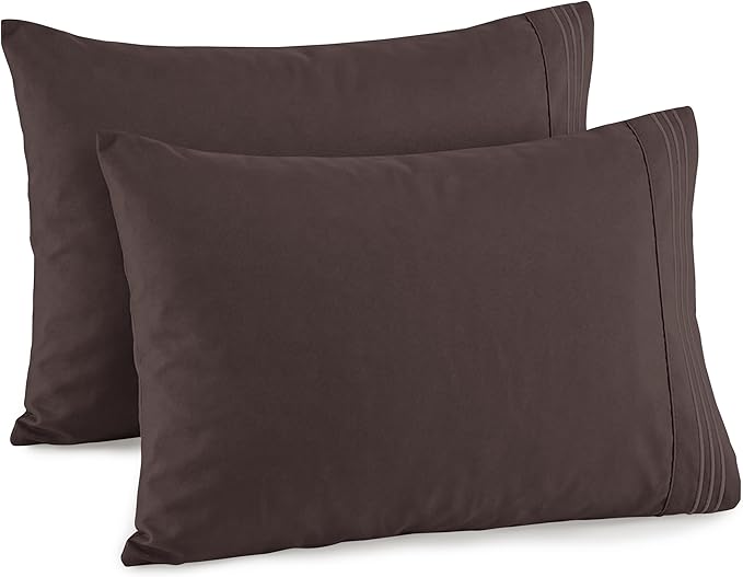 Elegant Comfort Premium Hotel Quality 2-Piece Pillowcase Set, Luxury & Softest 1500 Thread Count Egyptian Quality Bedding Pillowcases, Wrinkle and Fade Resistant,Chocolate Brown