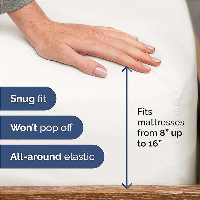 Split King Size 5 Piece Sheet Set - Comfy Breathable & Cooling Sheets - Hotel Luxury Bed Sheets for Women & Men - Deep Pockets, Easy-Fit, Extra Soft & Wrinkle Free - Antique White Oeko-Tex Bed Sheets