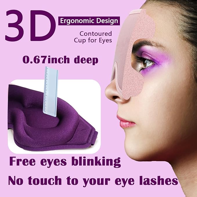 Eye Mask for Lash Extensions, Sleep Mask for Women Eyelash Extension, No Pressure 3D Contoured Lash Extension Sleep Mask, Block Out Light Sleep Protector Eye Shade Cover for Travel Yoga Nap