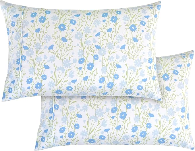 Elegant Comfort Softest and Coziest 6-Piece Sheet Set - 1500 Premium Hotel Quality Microfiber - Deep Pocket, Wrinkle Resistant 6-Piece Floral Bed Sheet Set, Full, Laurel Blue