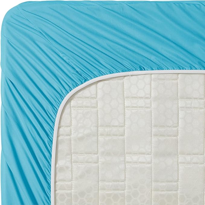 Clara Clark Bed Sheets, Premier 1800 Series 4 Piece Bed Sheet Set, Deep Pocket, Wrinkle, Fade, Stain Resistant, Luxury Soft Bedding Sheets & Pillowcases, Split King, Beach Blue