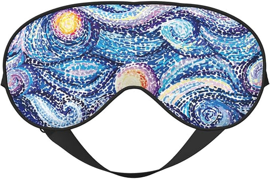 Abstract Blue Night Sky Sleep Mask Eye Mask with Adjustable Strap Eye Sleep Shade Cover Blocks Light for Women Men Airplane Travel Nap