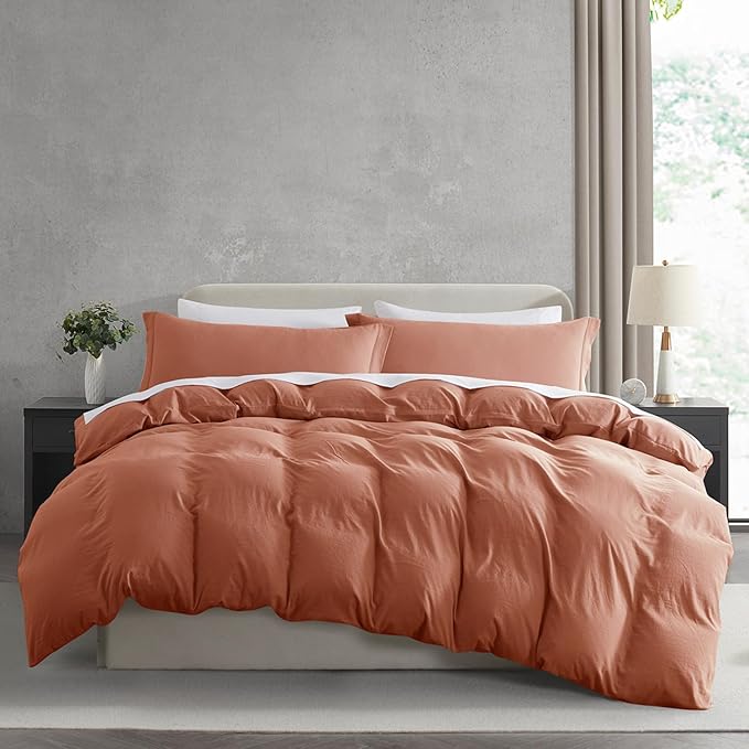 Nestl Rust Duvet Cover King Size - Soft Double Brushed King Duvet Cover Set, 3 Piece, with Zipper Closure, 1 Duvet Cover 104x90 inches and 2 Pillow Shams