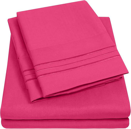 1500 Supreme Collection King Sheet Sets Fuschia - Luxury Hotel Bed Sheets and Pillowcase Set for King Mattress - Extra Soft, Elastic Corner Straps, Deep Pocket Sheets, King Fuschia