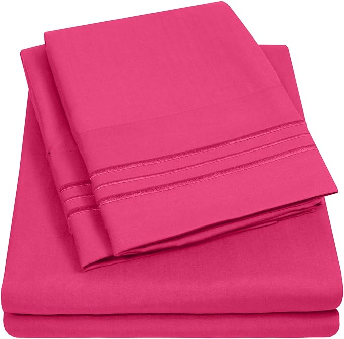 1500 Supreme Collection Extra Soft RV Queen Sheet Set, Fuscia- Luxury Bed Sheet Set with Deep Pocket Wrinkle Free Bed Sheets, RV Queen Size, Fuscia