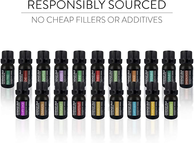 Aromatherapy Essential Oil Diffuser Gift Set with 20 Oils and Rotating Display Stand - 400ml Ultrasonic Diffuser with 20 Essential Plant Oils - 4 Timer & 7 Ambient Light Settings