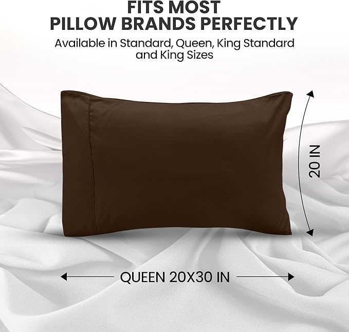 Utopia Bedding Queen Pillow Cases - 2 Pack - Envelope Closure - Soft Brushed Microfiber Fabric - Shrinkage and Fade Resistant Pillow Covers Queen Size 20 X 30 Inches (Queen, Brown)