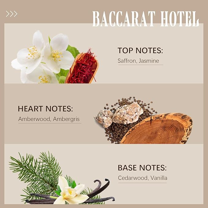 Hotel Diffuser Oil Inspired by The Baccarat Hotel Scent, Luxury Essential Oil for Waterless Diffuser, Crafting Soap & Candle Making Scents 100 ml 3.38 Fl Oz